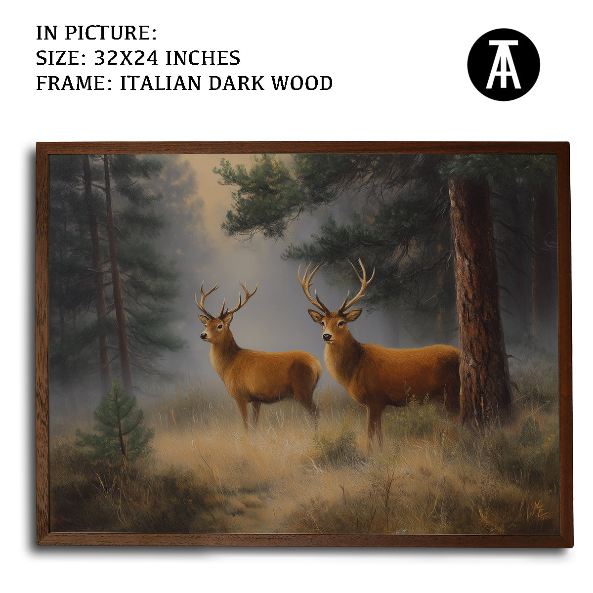 Artwork in Dark Wood Frame