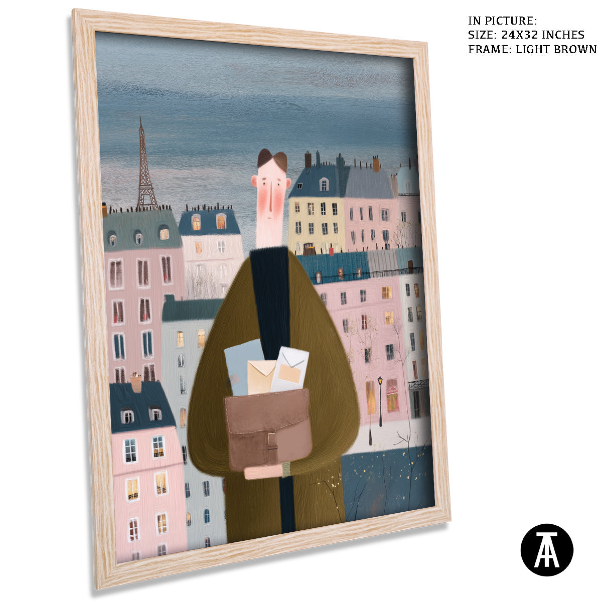 Artwork in Light Brown Frame