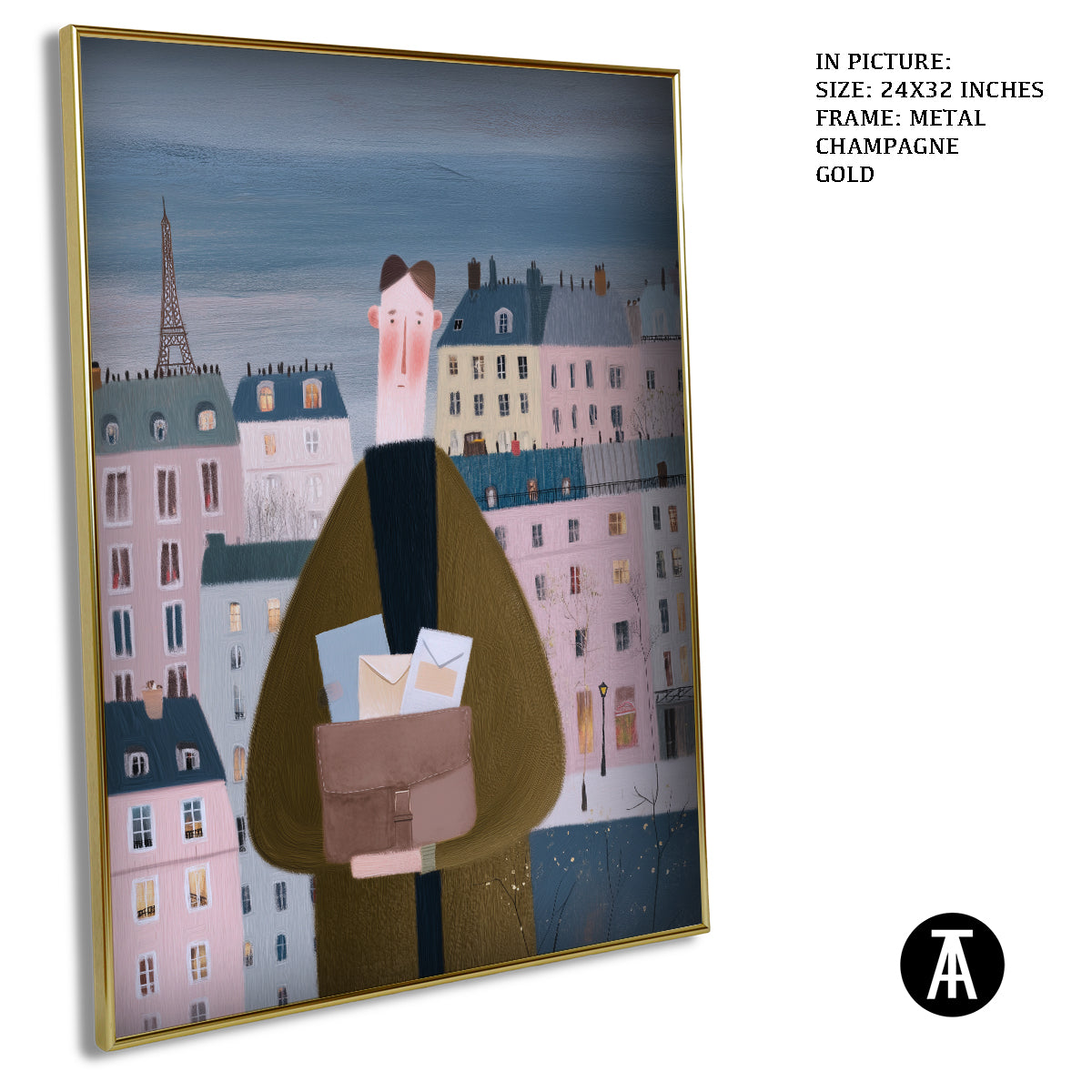 Artwork in Metal Champagne Gold Frame