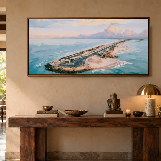 Panoramic Indian Painting in a Lifestyle Setting