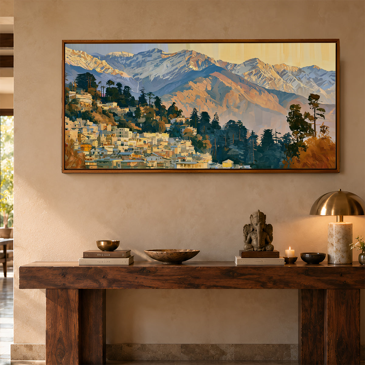 Panoramic Indian Painting in a Lifestyle Setting