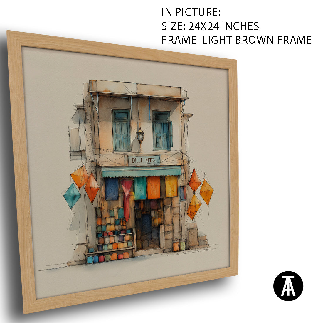 Artwork in Light Brown Frame