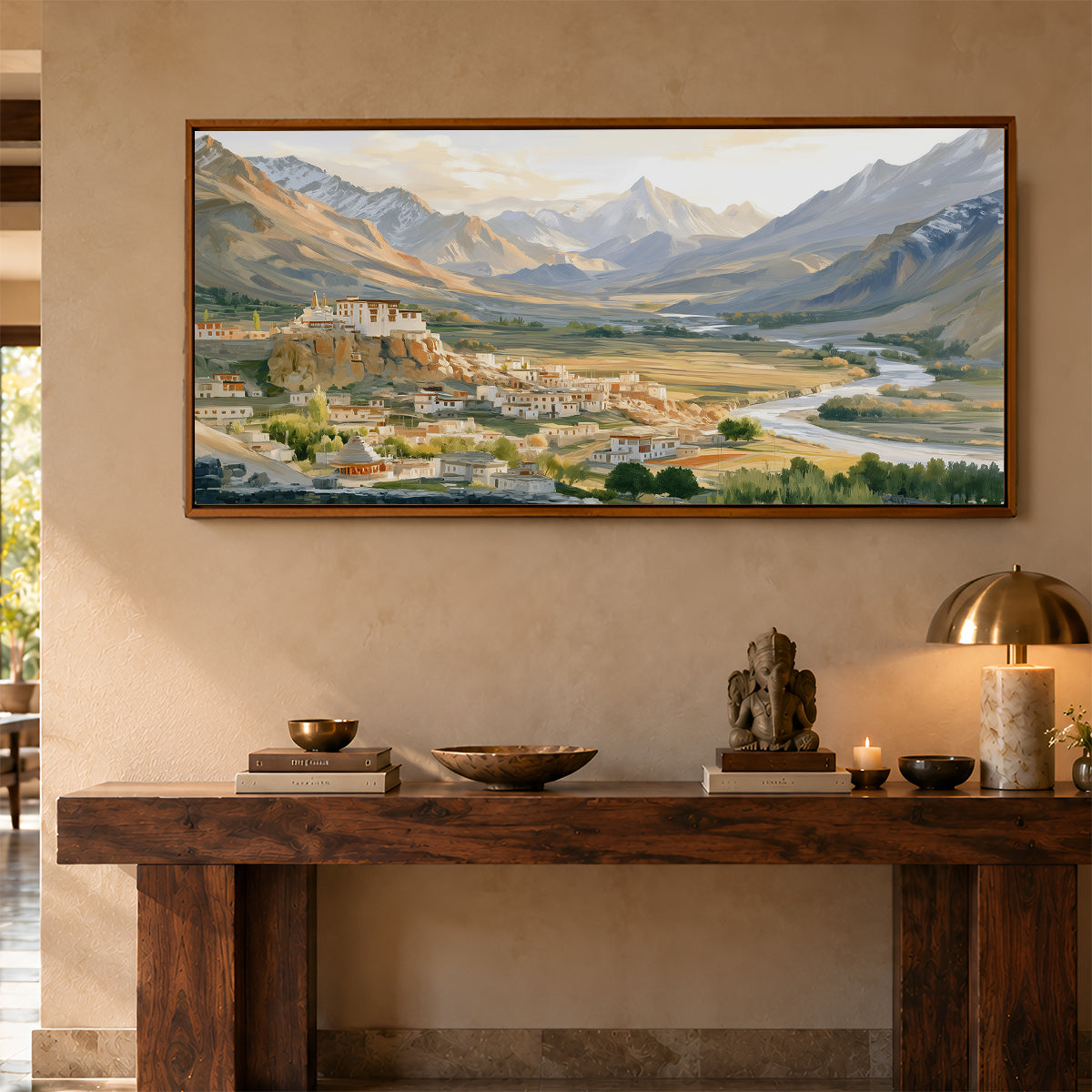 Panoramic Indian Painting in a Lifestyle Setting