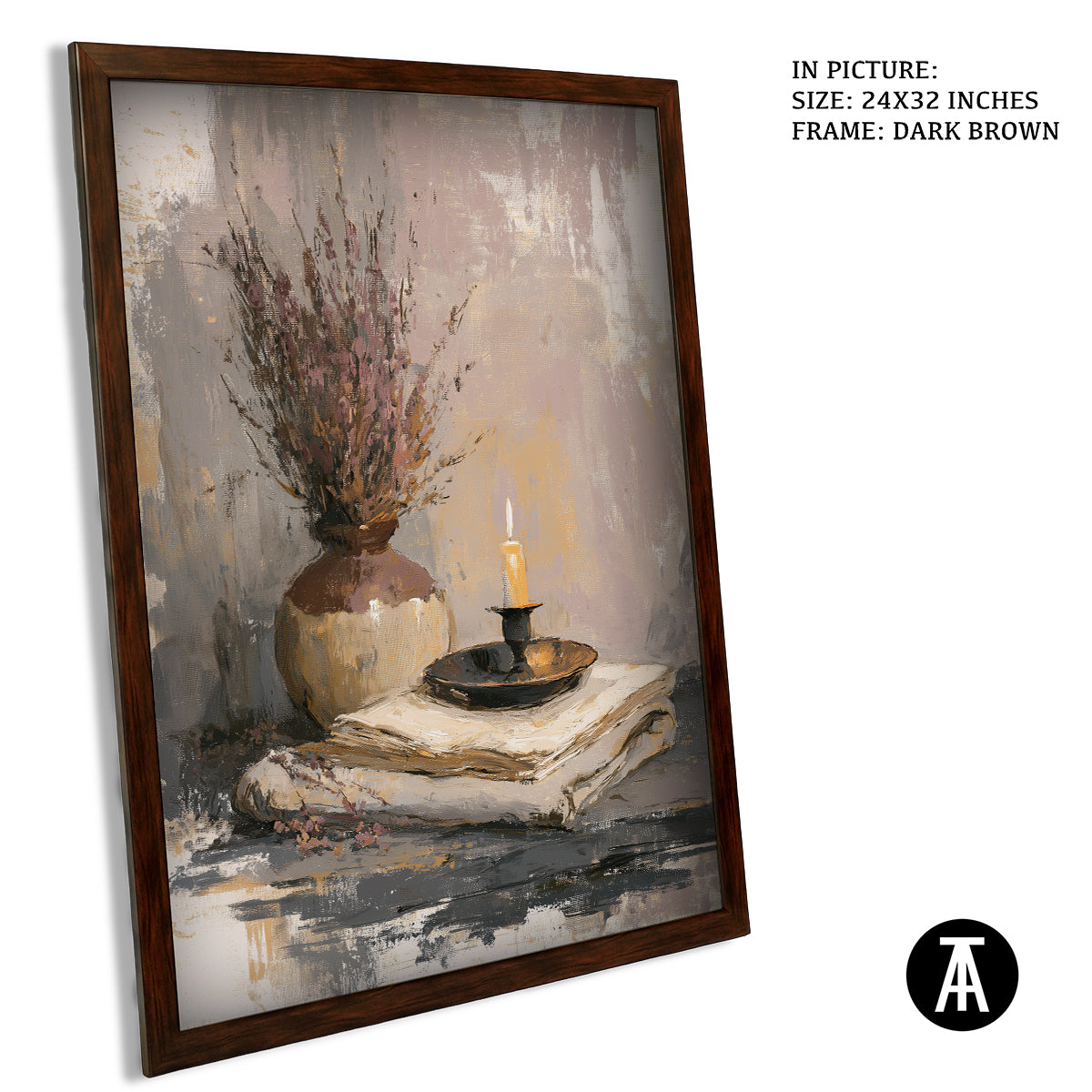 Artwork in Dark Brown Frame
