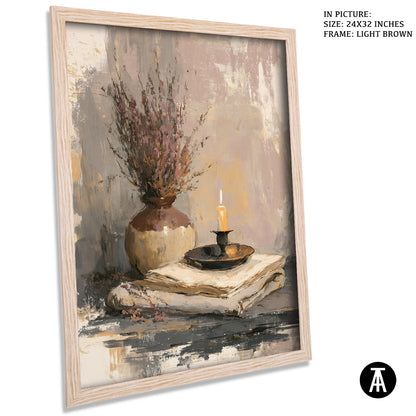 Artwork in Light Brown Frame