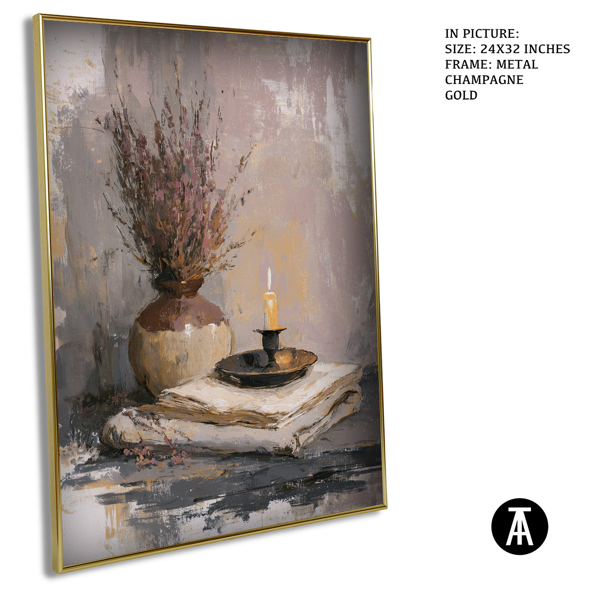 Artwork in Metal Champagne Gold Frame
