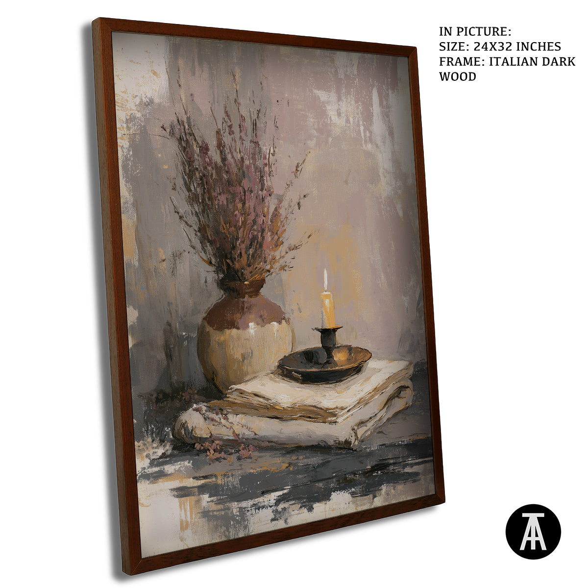 Artwork in Dark Wood Frame