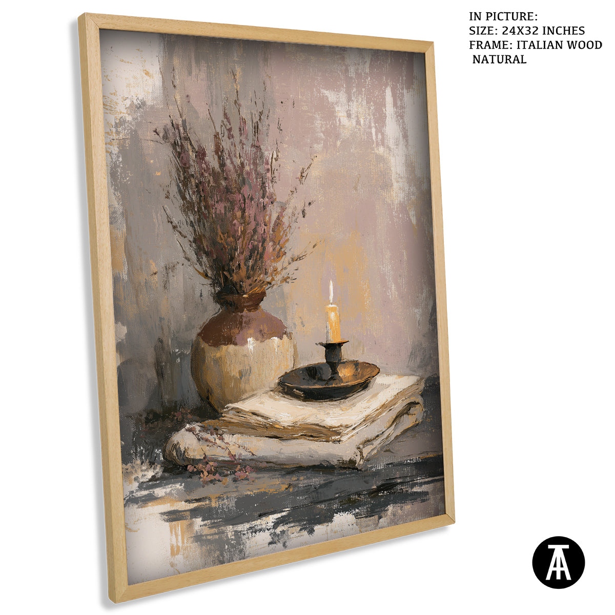 Artwork in Natural Wood Frame