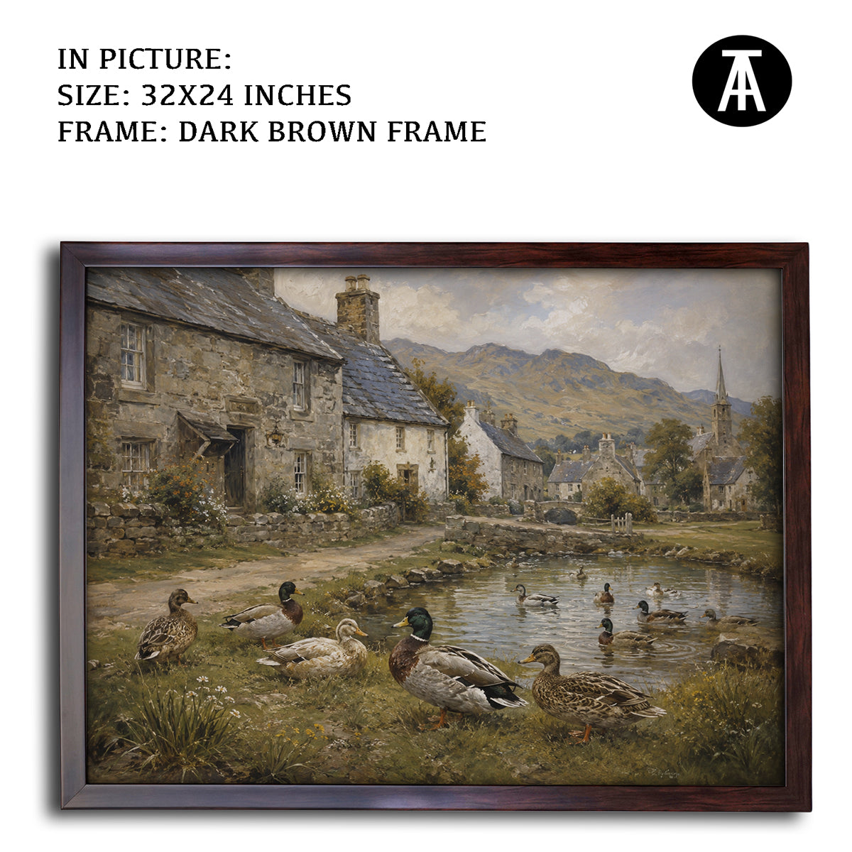 Artwork in Dark Brown Frame