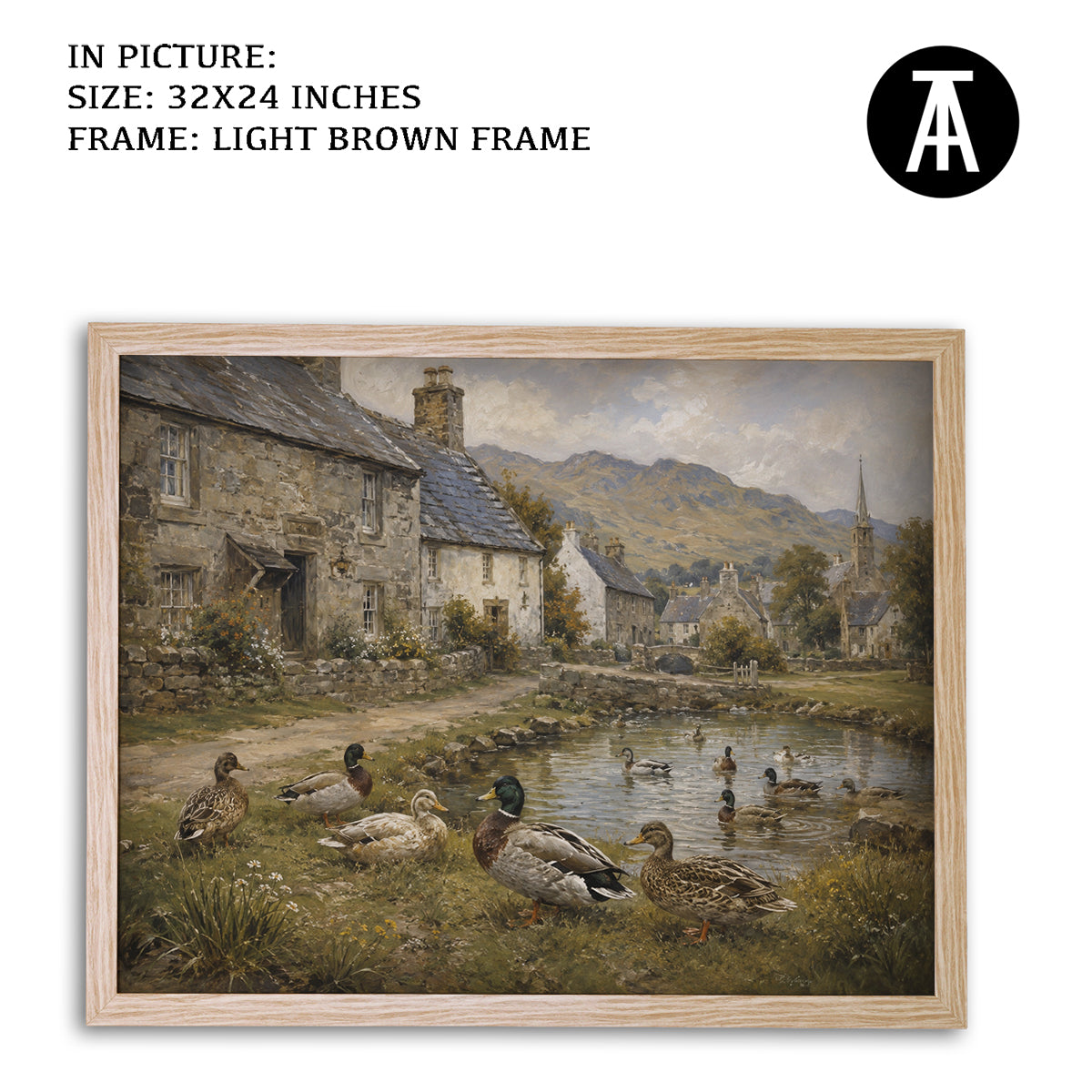 Artwork in Light Brown Frame