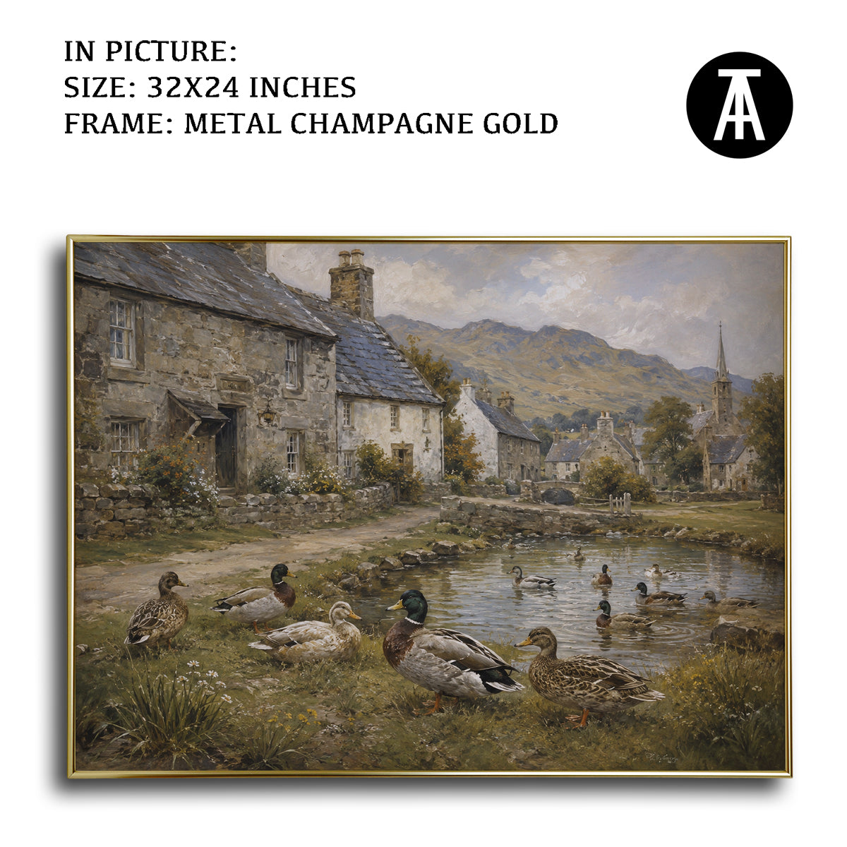 Artwork in Metal Champagne Gold Frame