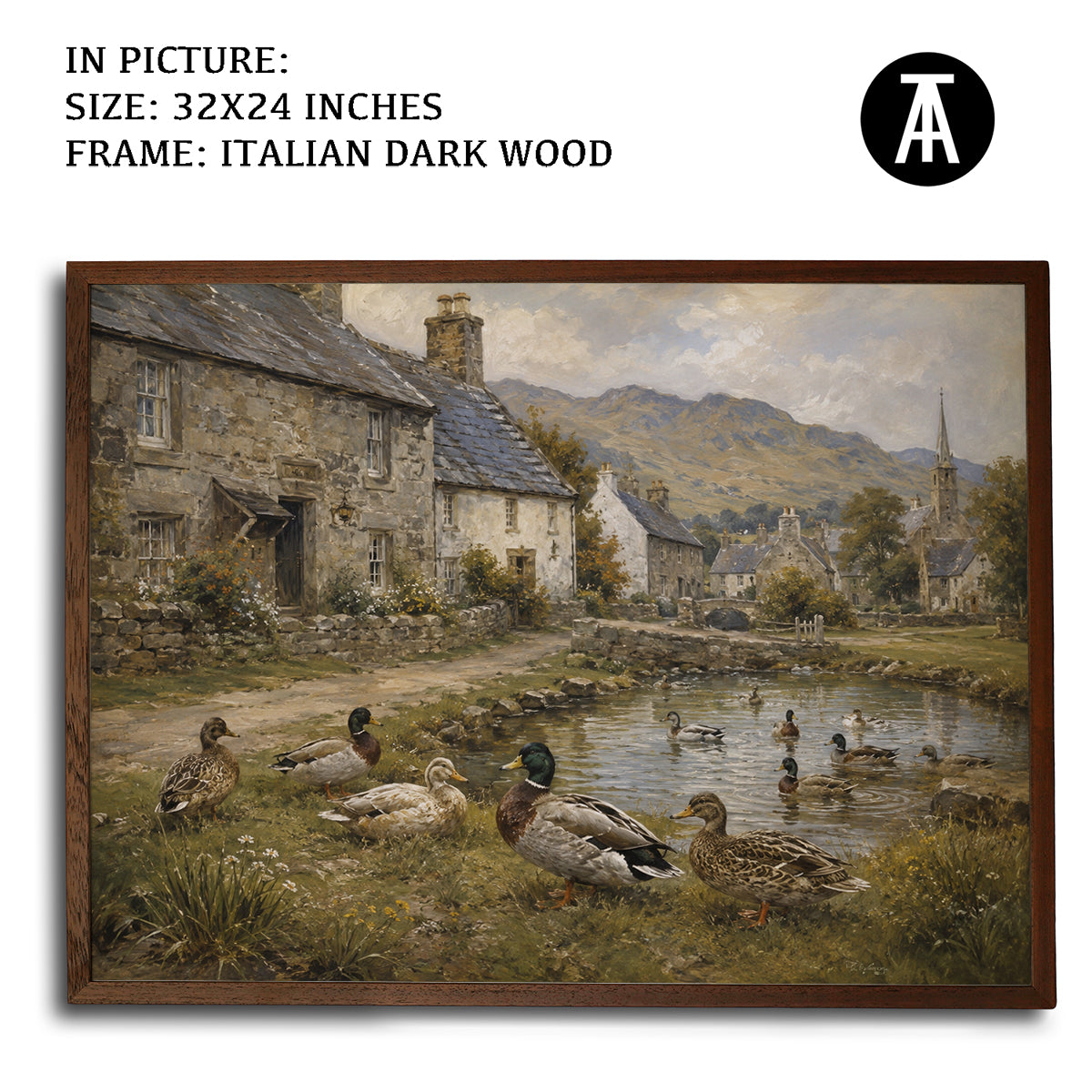 Artwork in Dark Wood Frame