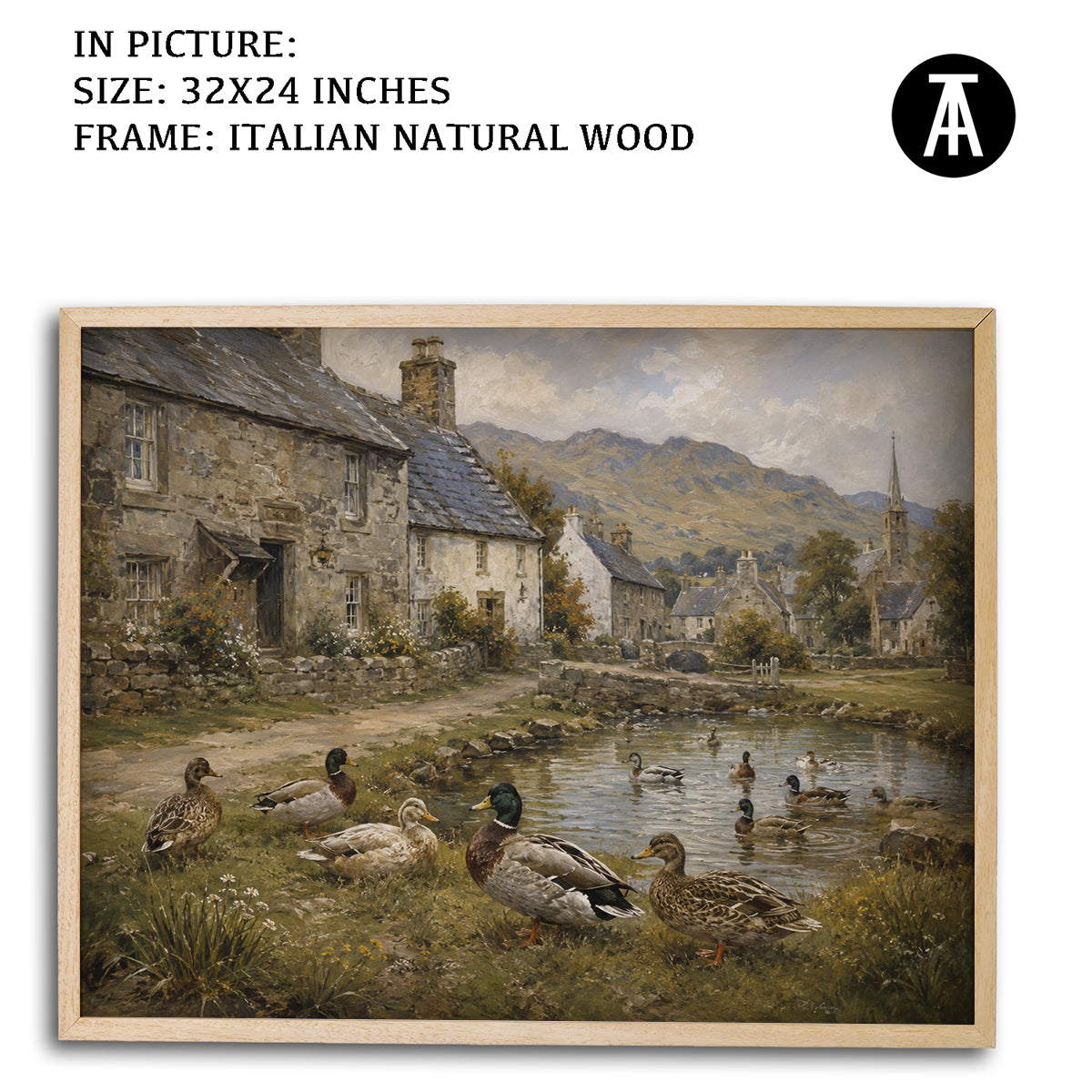 Artwork in Natural Wood Frame