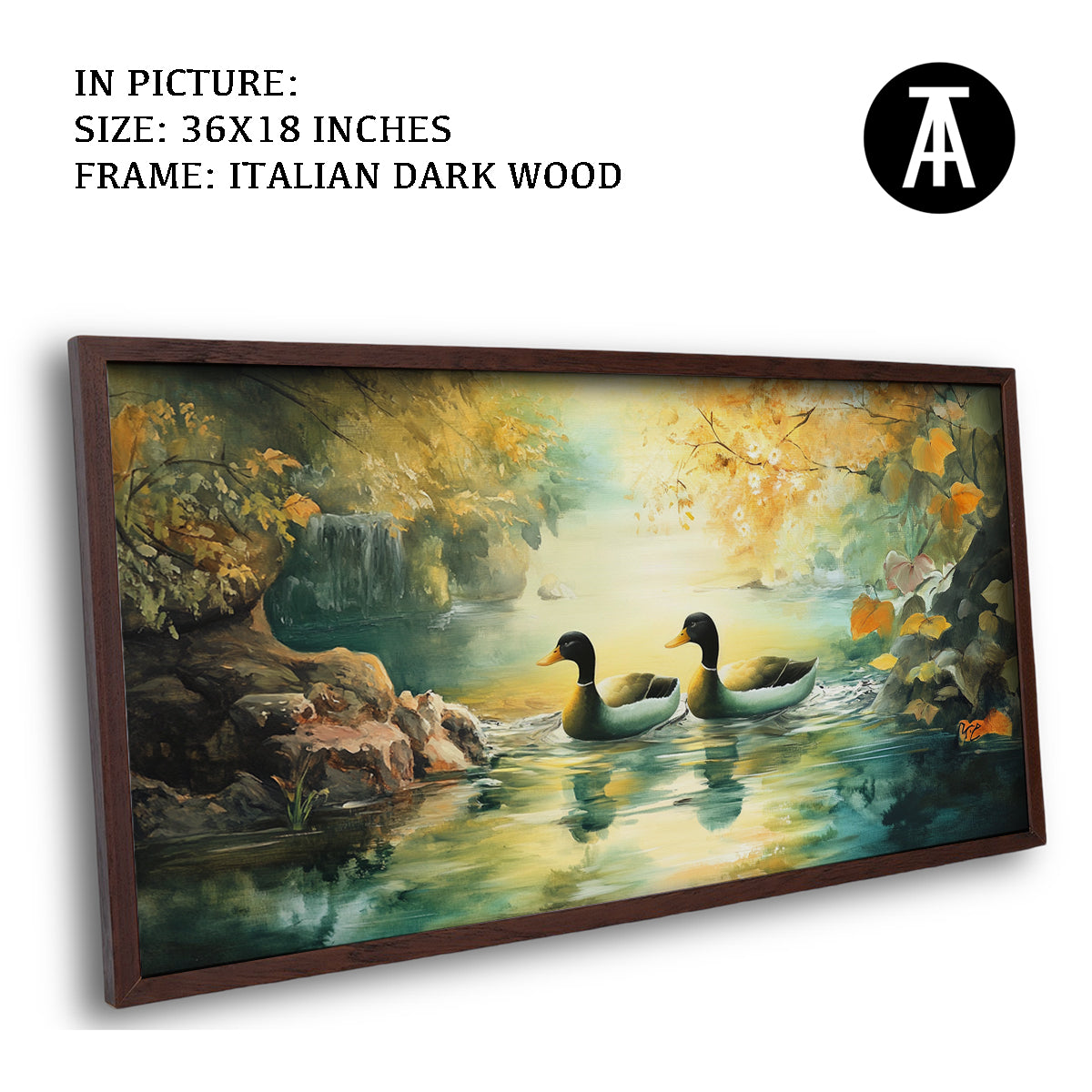 Artwork in Dark Wood Frame