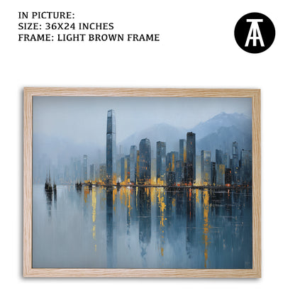 Artwork in Light Brown Frame
