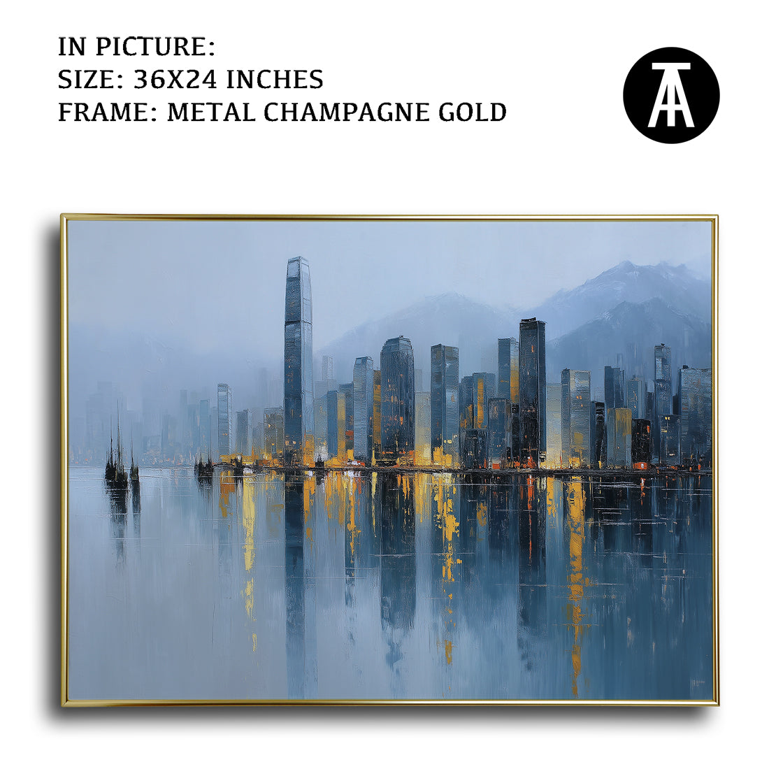 Artwork in Metal Champagne Gold Frame