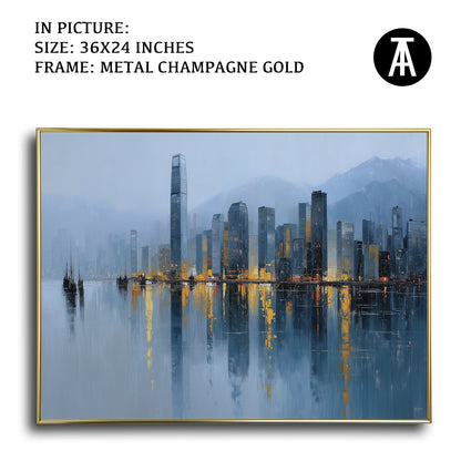 Artwork in Metal Champagne Gold Frame