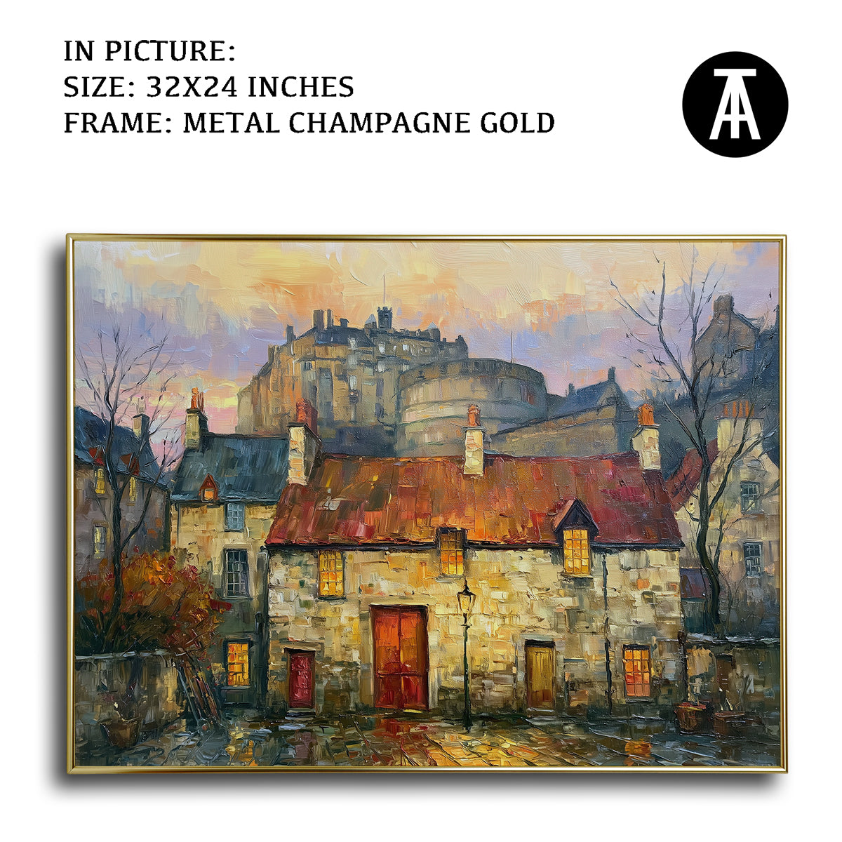 Artwork in Metal Champagne Gold Frame