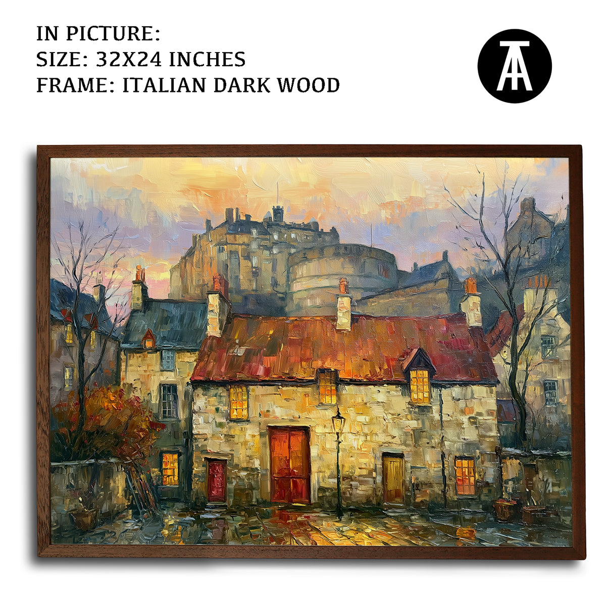 Artwork in Dark Wood Frame