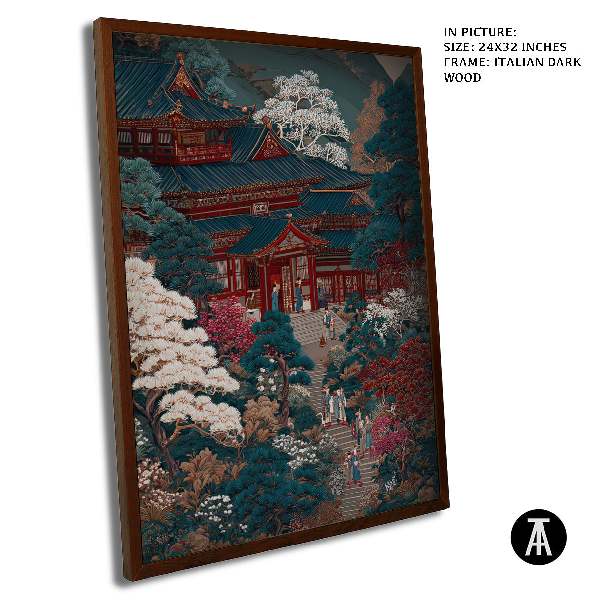 Artwork in Dark Wood Frame