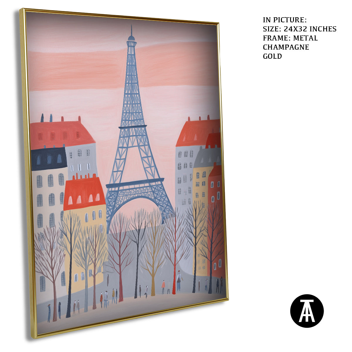 Artwork in Metal Champagne Gold Frame