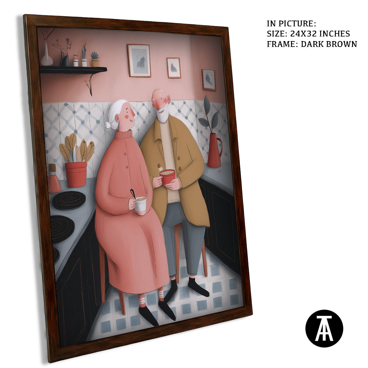 Artwork in Dark Brown Frame