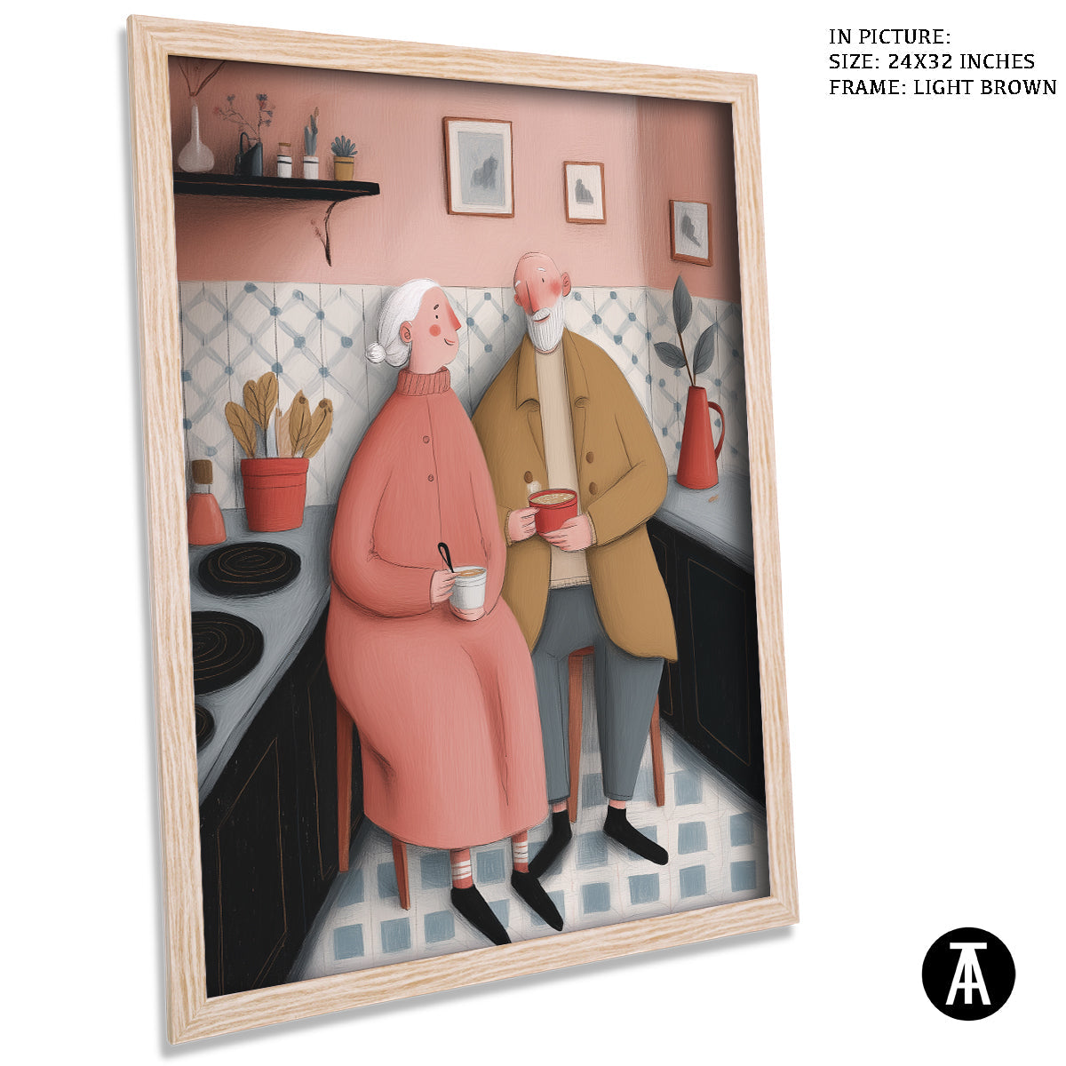 Artwork in Light Brown Frame