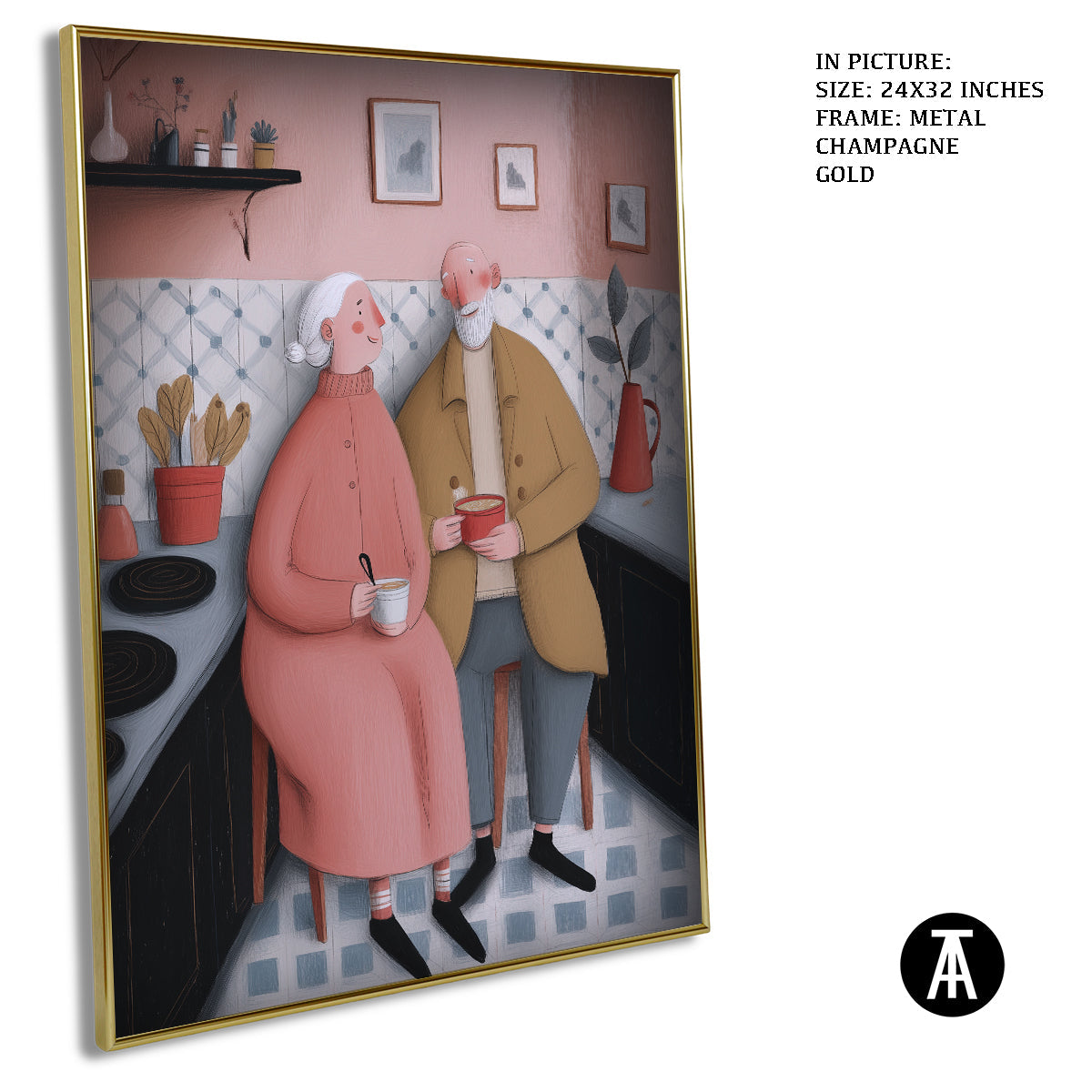 Artwork in Metal Champagne Gold Frame