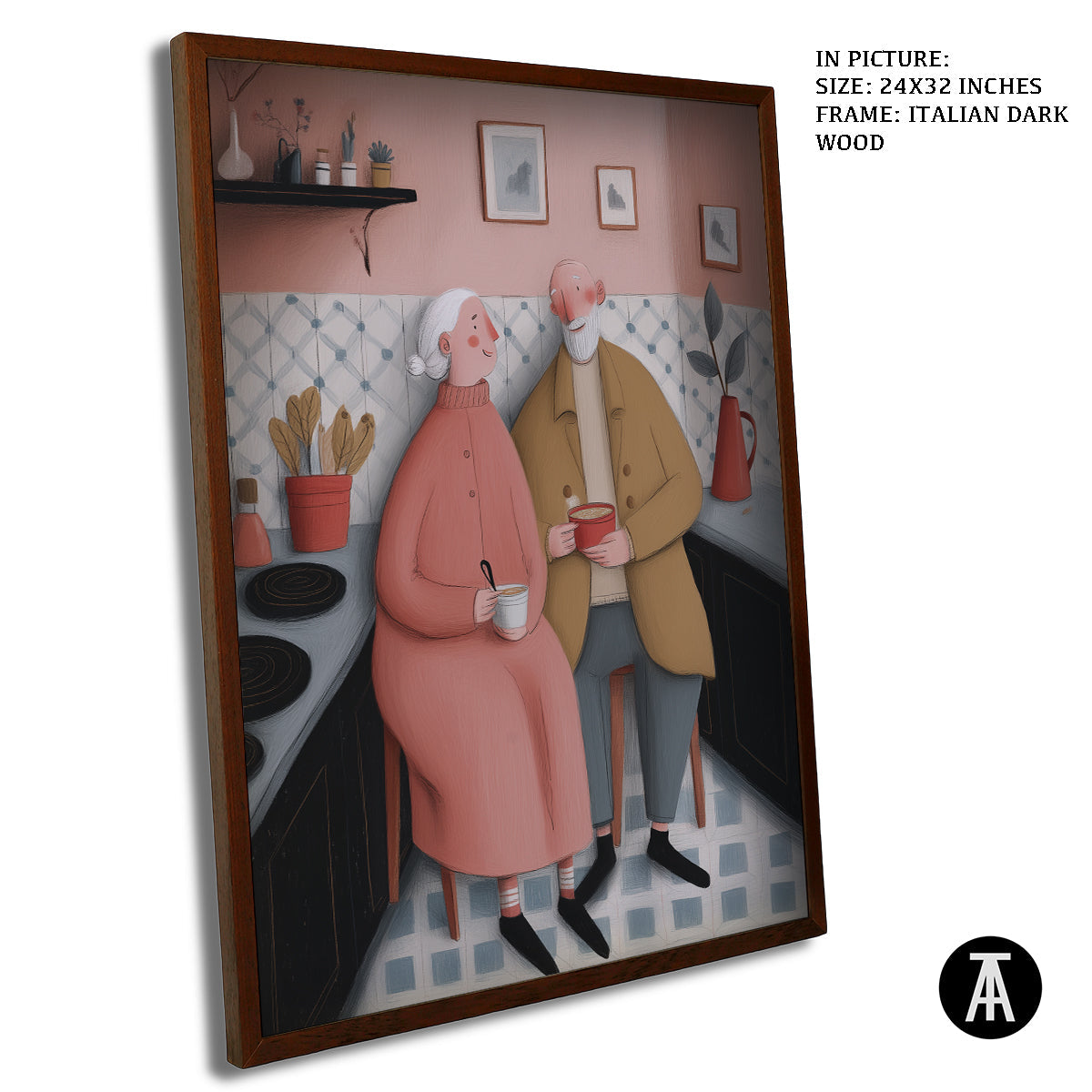 Artwork in Dark Wood Frame