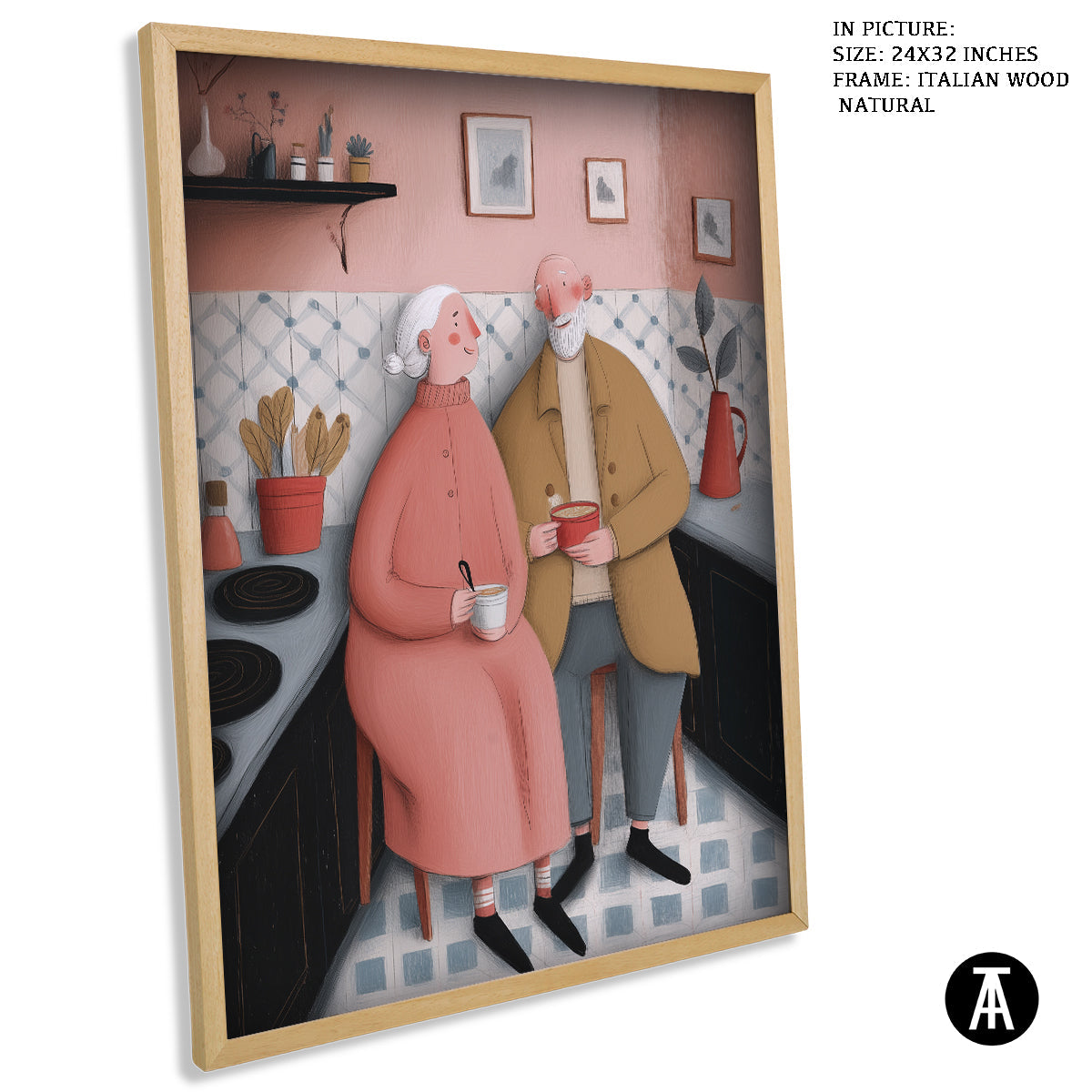 Artwork in Natural Wood Frame