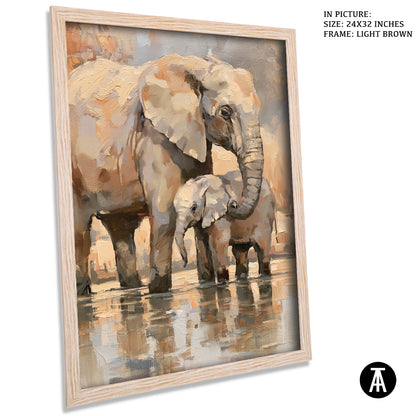 Artwork in Light Brown Frame