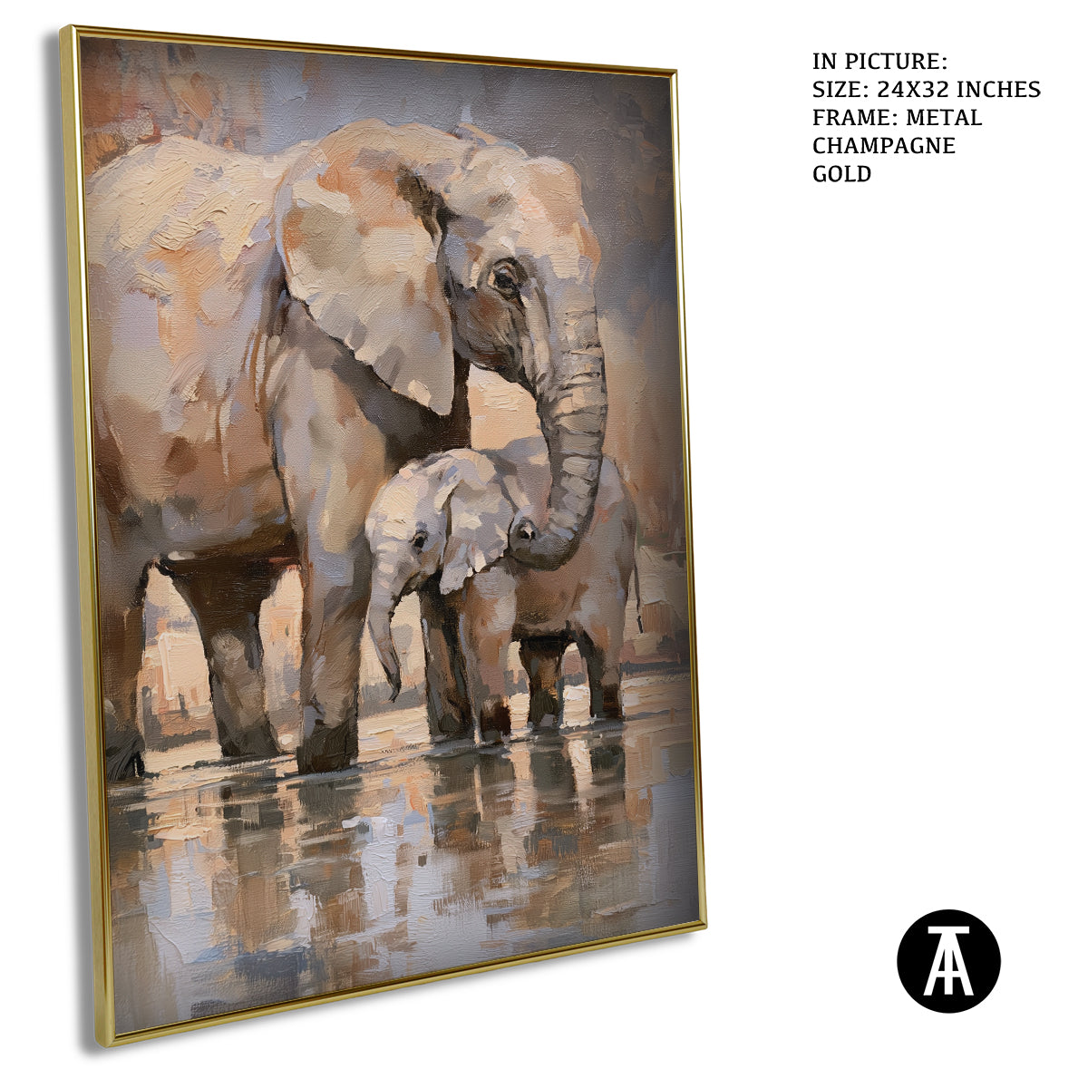 Artwork in Metal Champagne Gold Frame