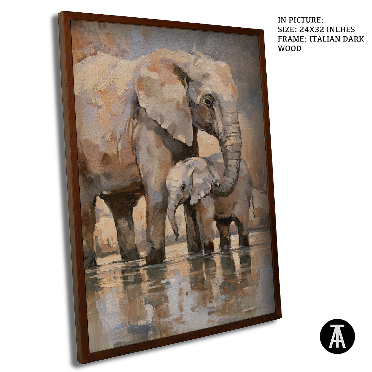 Artwork in Dark Wood Frame