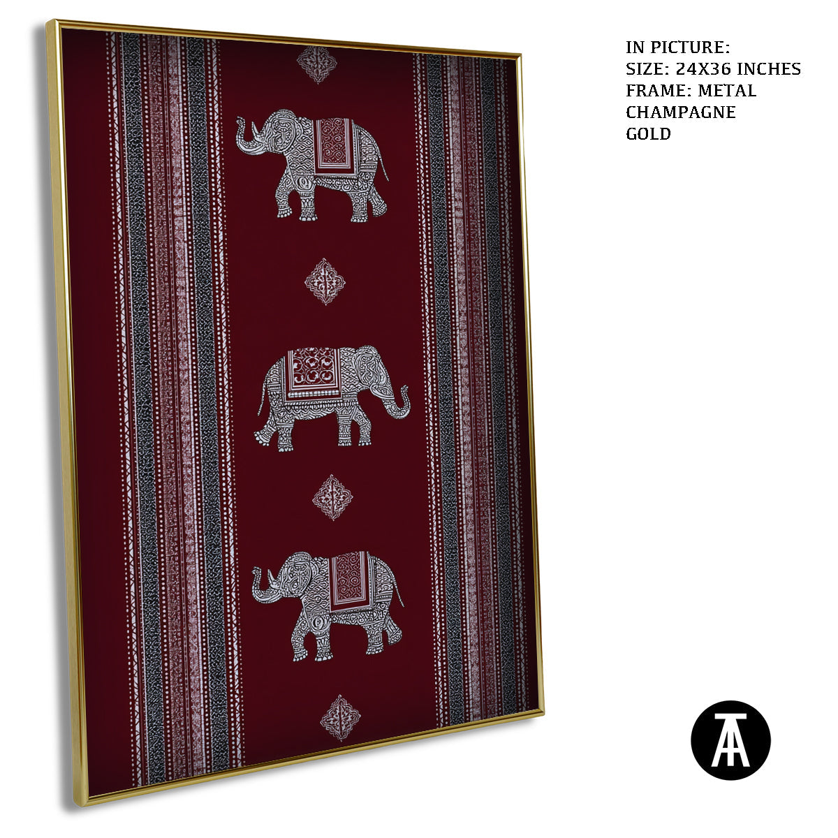 Artwork in Metal Champagne Gold Frame