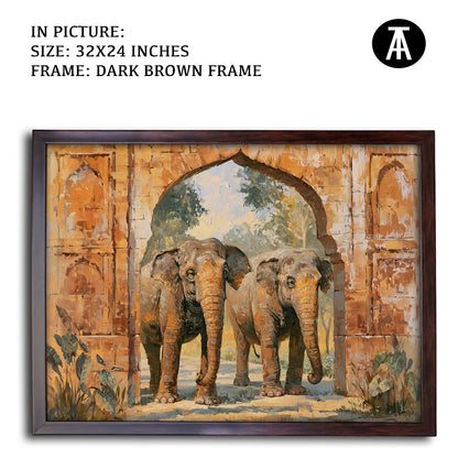 Artwork in Dark Brown Frame