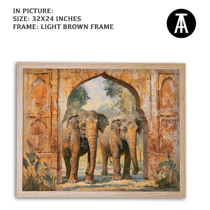 Artwork in Light Brown Frame