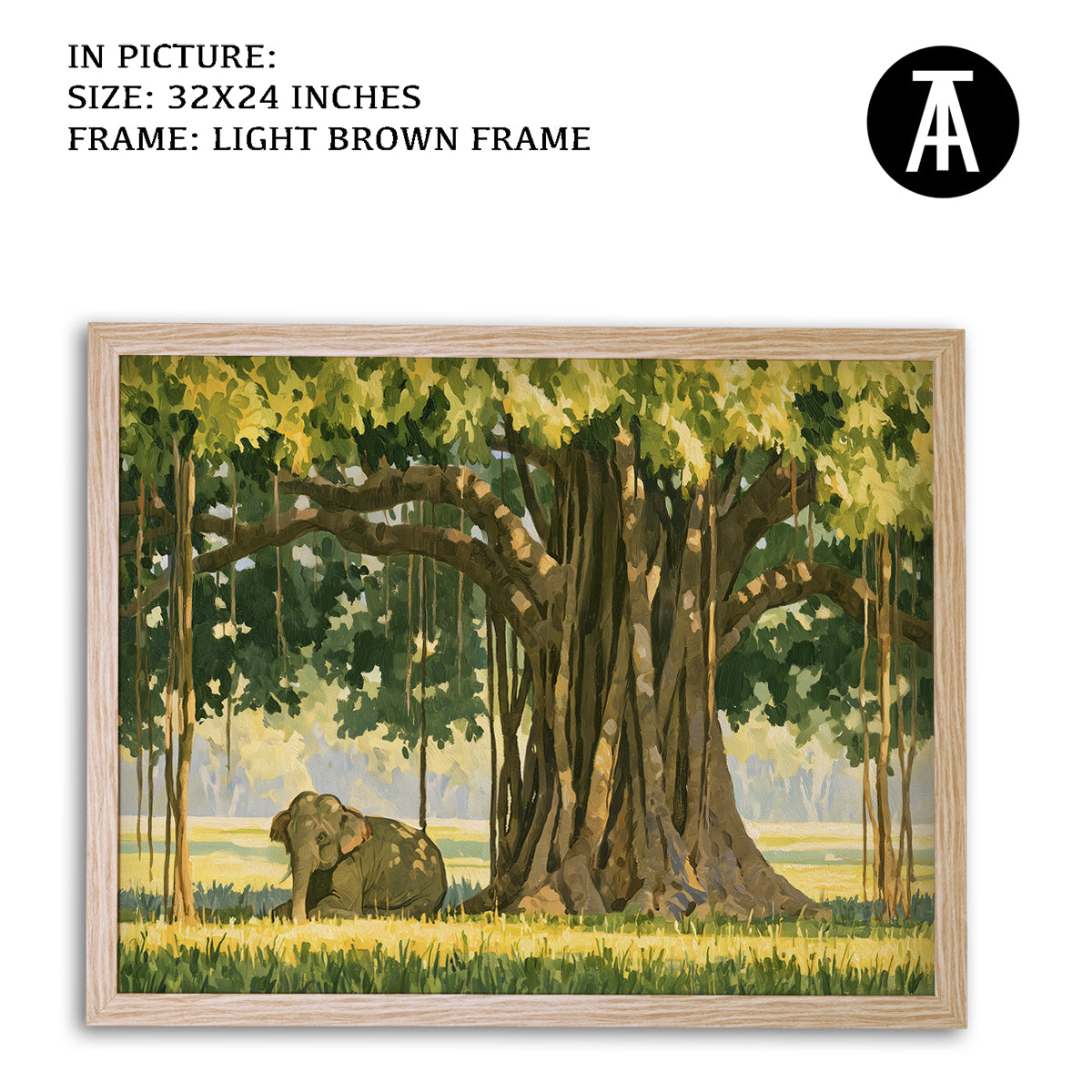 Artwork in Light Brown Frame