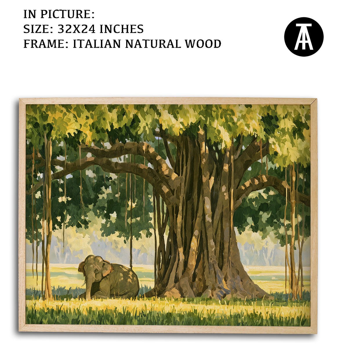 Artwork in Natural Wood Frame