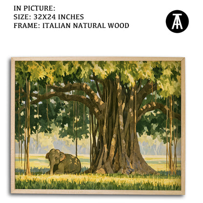 Artwork in Natural Wood Frame