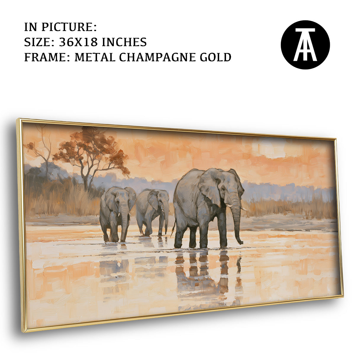 Artwork in Metal Champagne Gold Frame