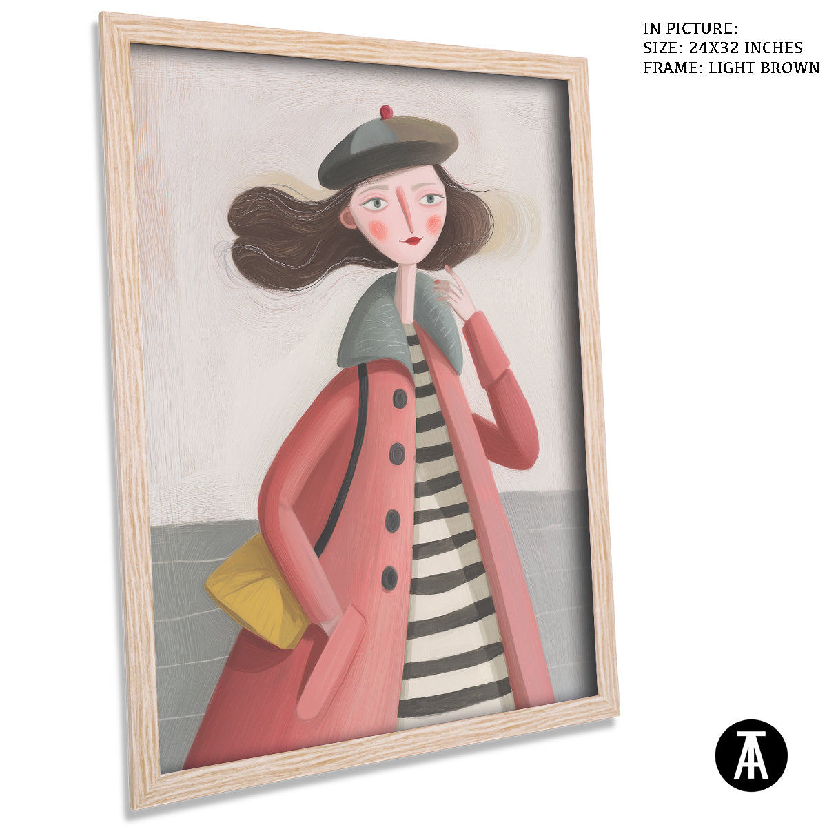 Artwork in Light Brown Frame