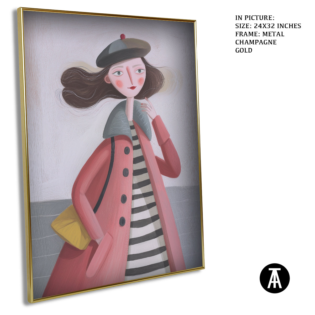 Artwork in Metal Champagne Gold Frame