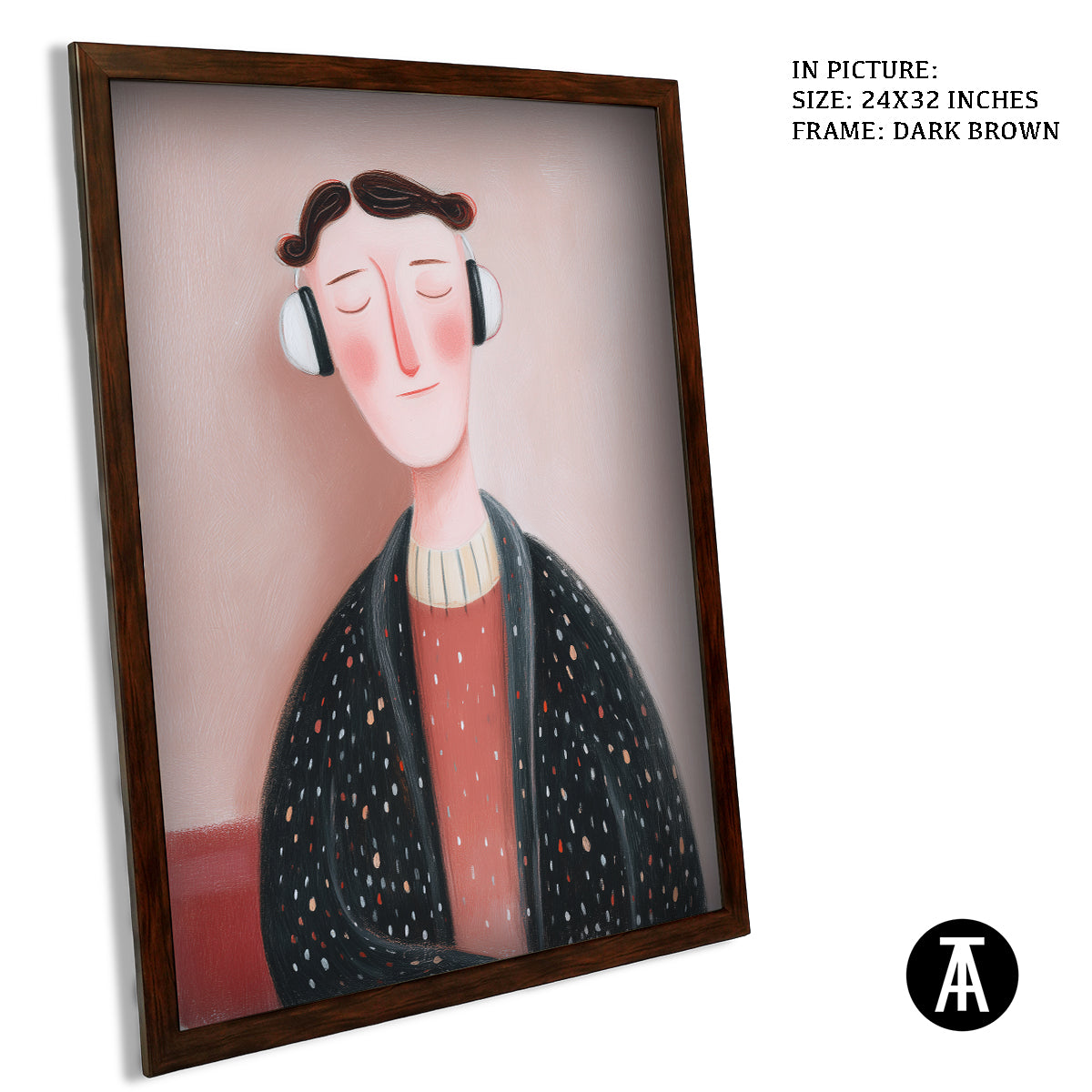 Artwork in Dark Brown Frame