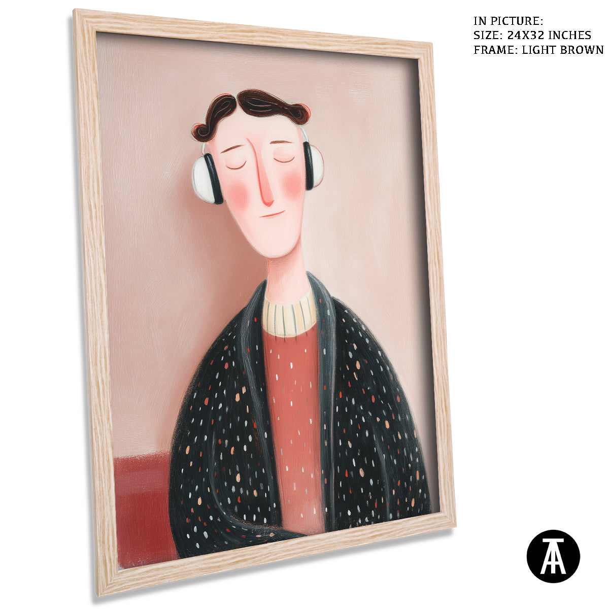 Artwork in Light Brown Frame