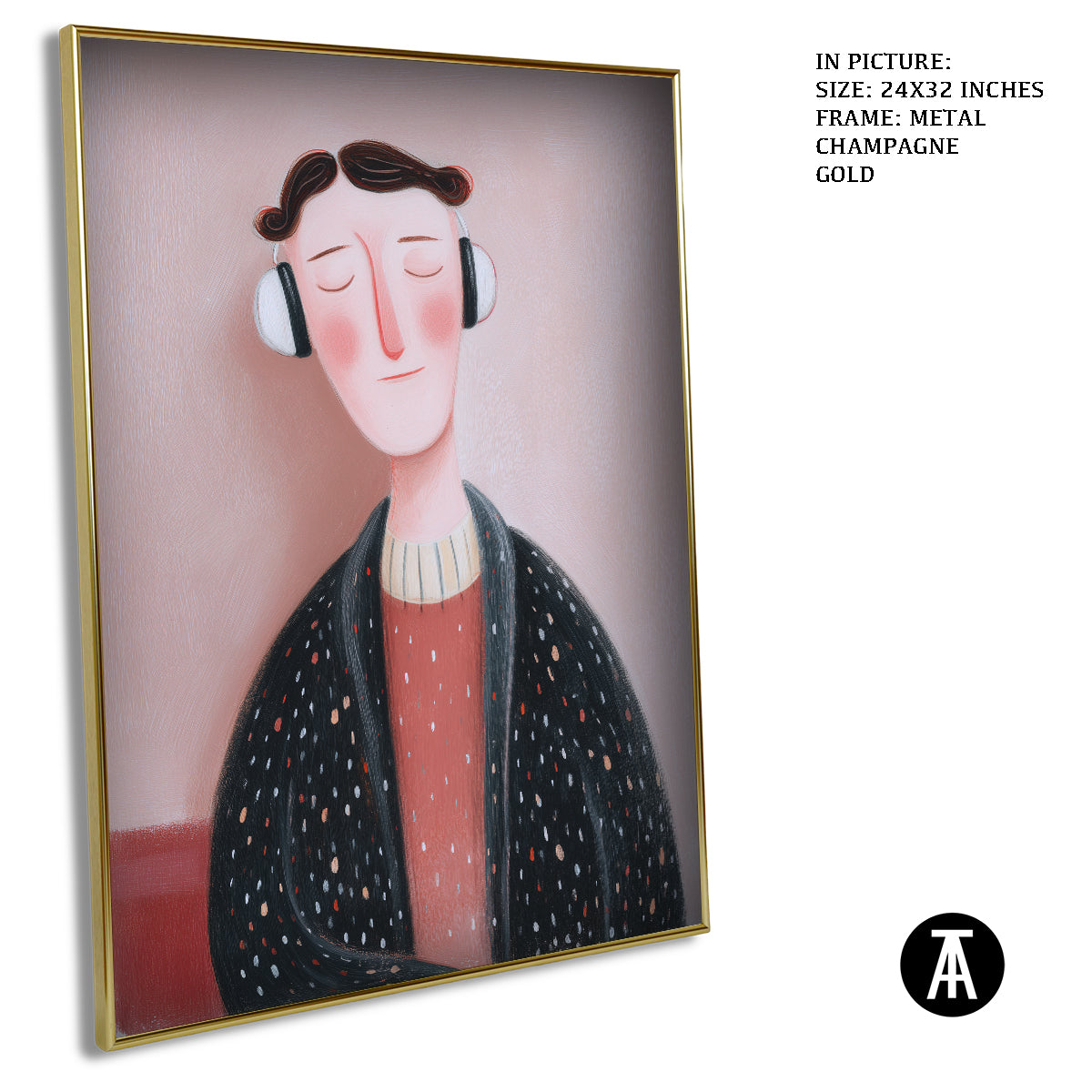 Artwork in Metal Champagne Gold Frame