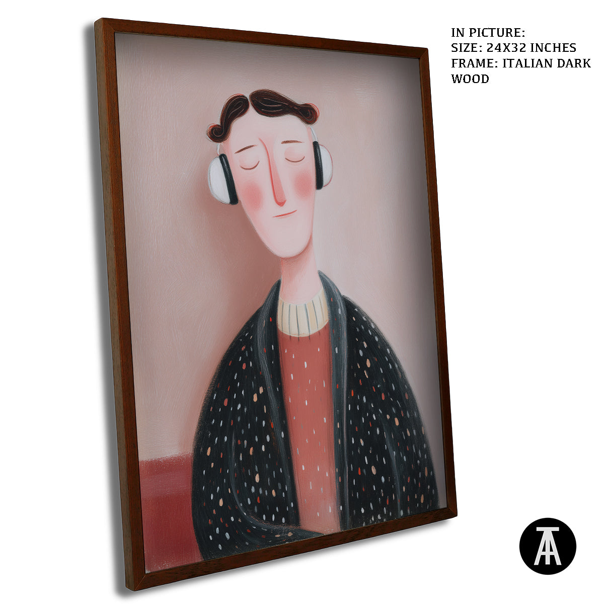 Artwork in Dark Wood Frame