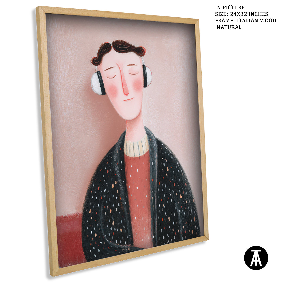 Artwork in Natural Wood Frame