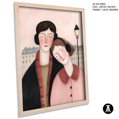 Artwork in Light Brown Frame