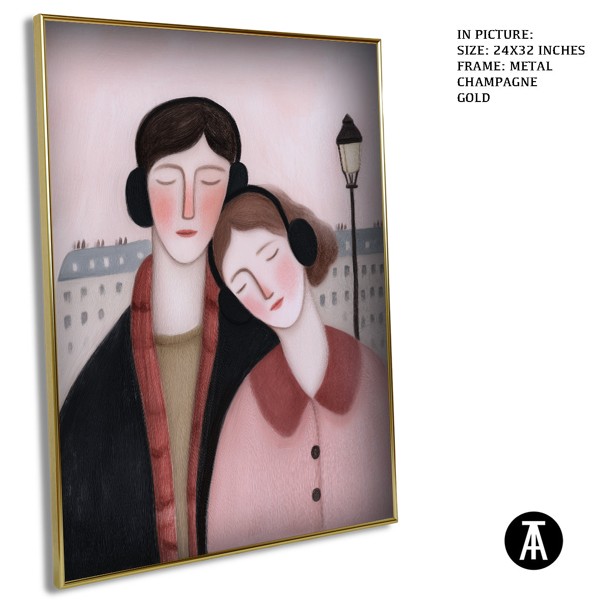 Artwork in Metal Champagne Gold Frame