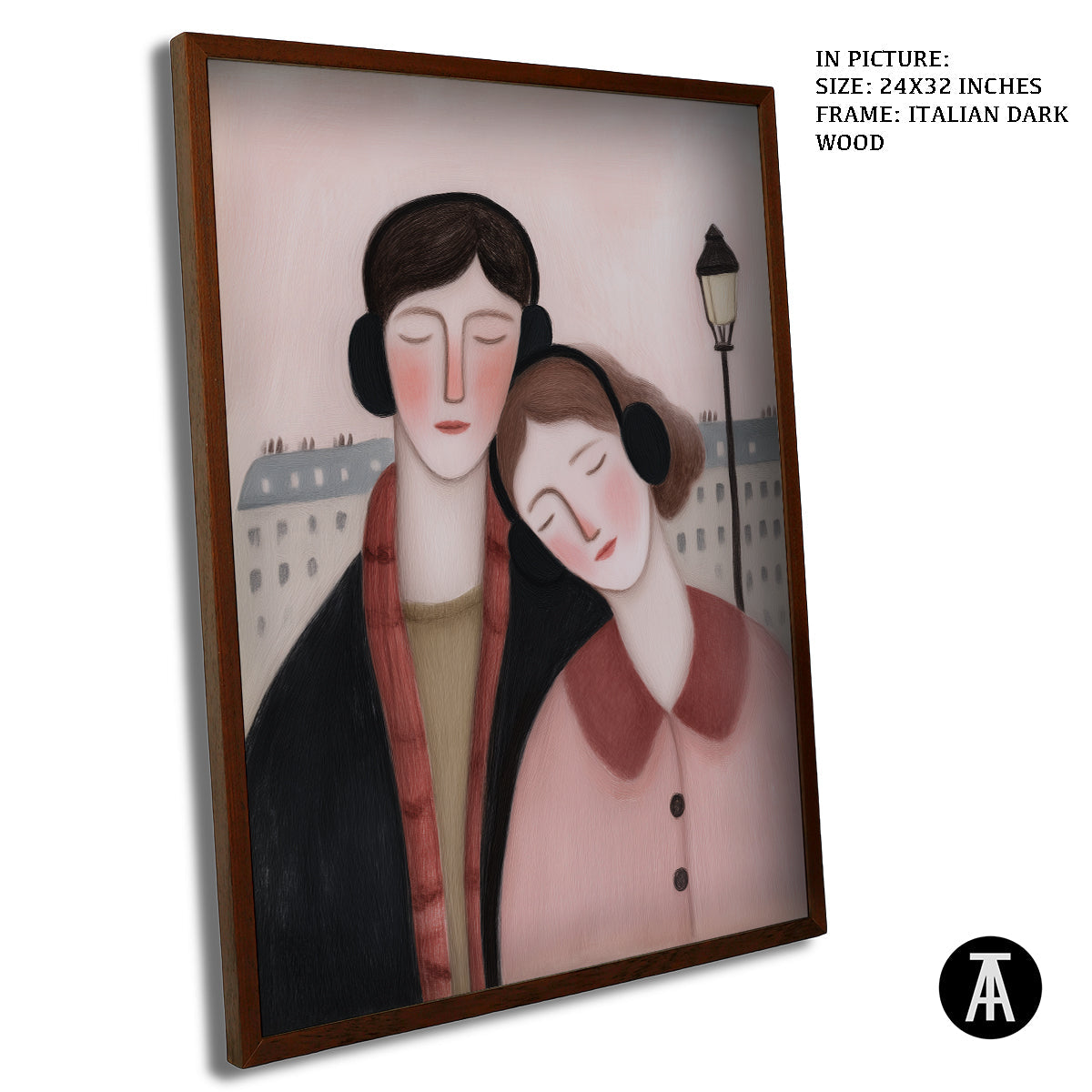 Artwork in Dark Wood Frame